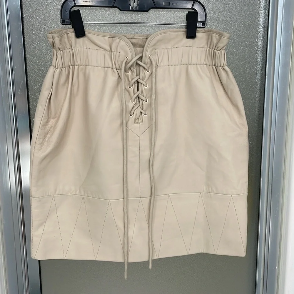 Sandro Cream Midi Pencil Skirt with Tie Front size 2 Sandro - Picture 4 of 13